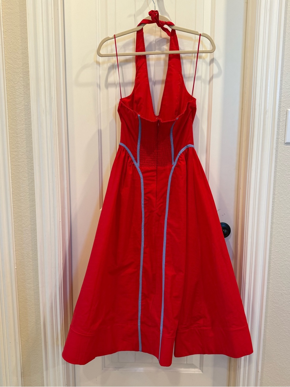 By Anthropologie Halter V-Neck Fit & Flare Midi Dress - Picture 5 of 7